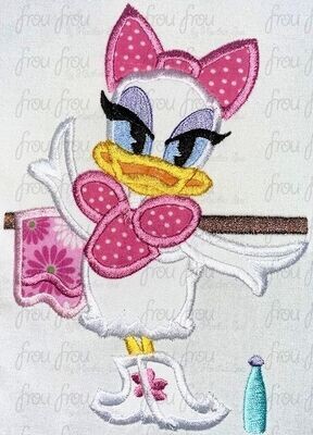 Dasey Duck Teaching Ballet Runway Railroad Machine Applique and filled Embroidery Design, Multiple Sizes including 3"-16"