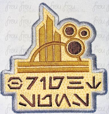 Bright Suns Aurebesh Space Wars Machine Applique, Filled, and Embroidery Design Multiple Sizes, including 2