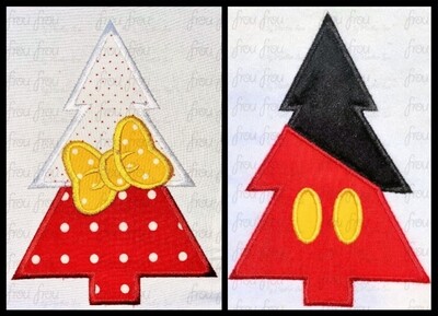 Mister and Miss Mouse Christmas Tree TWO Design SET Machine Applique Embroidery Design, Multiple Sizes 3"-16"