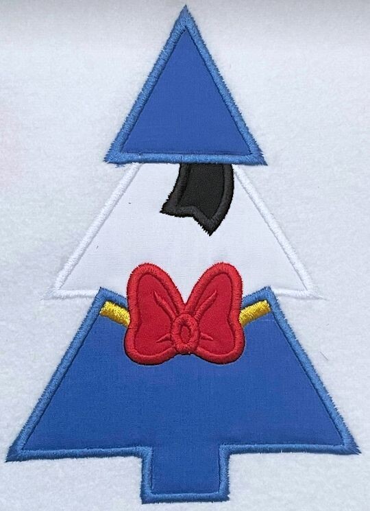 Don Duck Christmas Tree Machine Applique Embroidery Design, Multiple Sizes 3"-16"