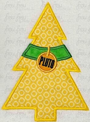 Plulo Dog Christmas Tree Machine Applique Embroidery Design, Multiple Sizes 3"-16"