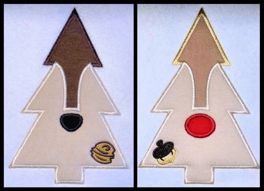 Chep and Dole Chipmunk Christmas Tree TWO Design SET Machine Applique Embroidery Design, Multiple Sizes 3"-16"
