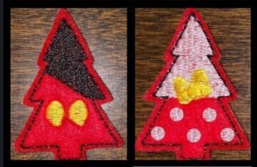 Clippie Mister and Miss Mouse Christmas Trees TWO Design SET Machine Embroidery In The Hoop Project 1.5, 2, 3, and 4 inch and SORTED 2"