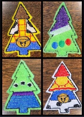 Clippie Toy Movie Christmas Trees FOUR Design SET Machine Embroidery In The Hoop Project 1.5, 2, 3, and 4 inch and SORTED 2
