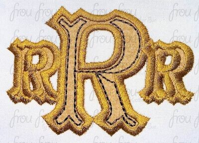 Runway Railroad Ride Rs Logo Applique, outline only, and filled Embroidery Design 2