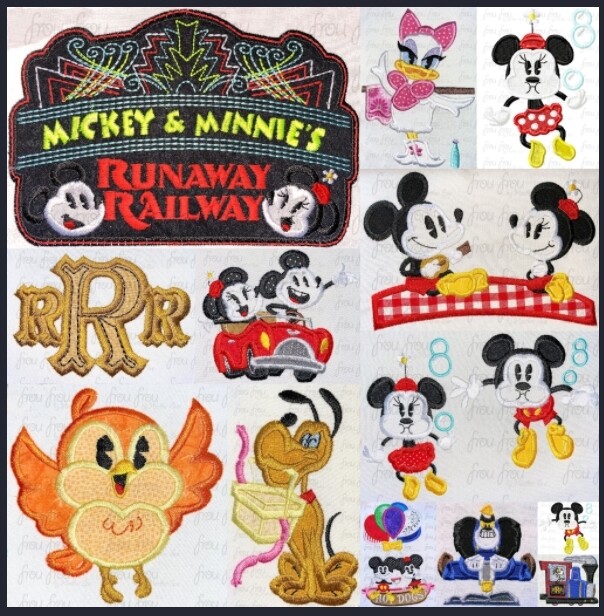 Runway Railroad Ride THIRTEEN Design SET Some Applique and filled Embroidery Design some in 3"-16"