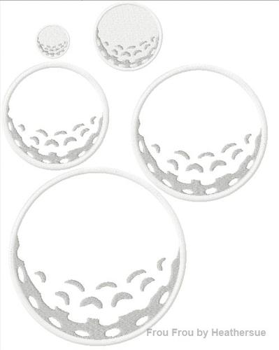 Golf Ball Machine Applique Embroidery Designs, multiple sizes including 1, 2, 3, 4, 5, and 6