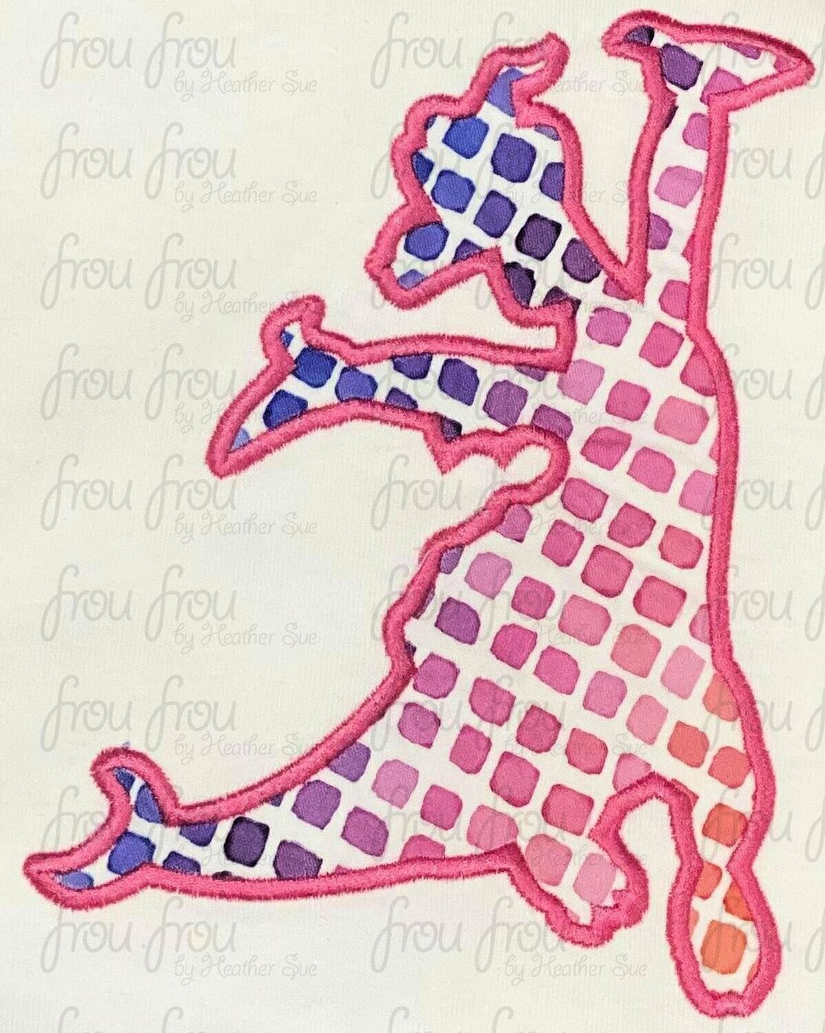 Imagination Dragon Silhouette Machine Applique and Filled Embroidery Design, Multiple sizes including 1
