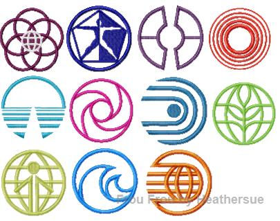 Vintage Ecpot Logo Symbols ELEVEN design SET Machine Embroidery Design, Multiple sizes including 1, 2, 3, 4, 5, and 6 inch