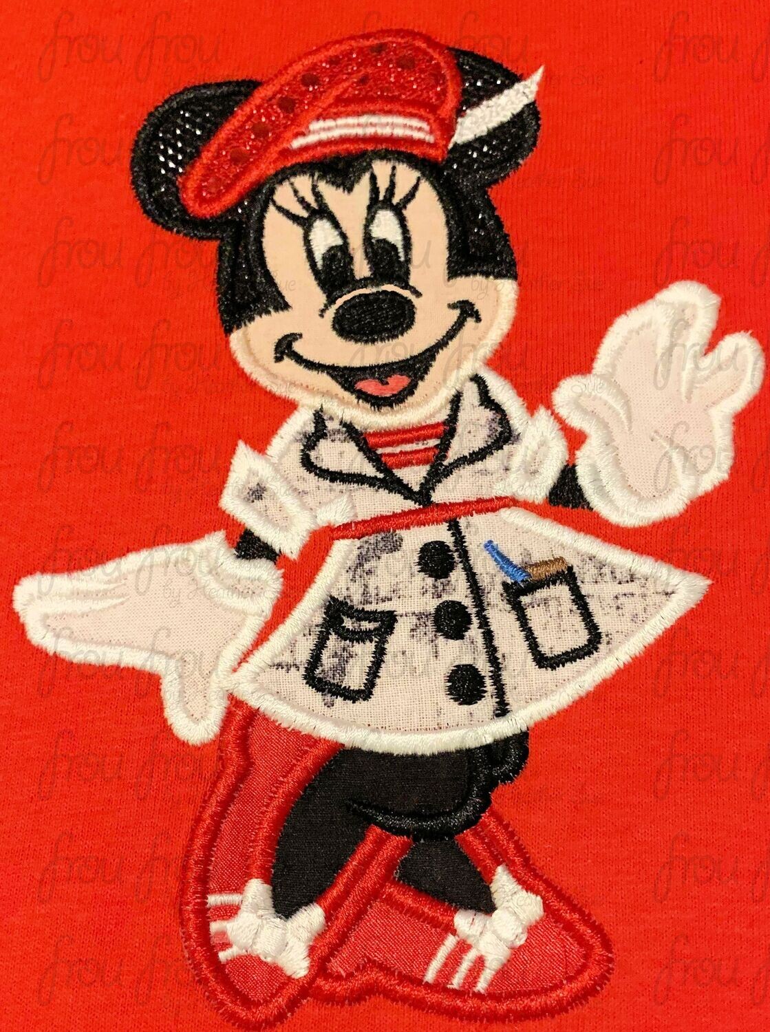 Artist Miss Mouse Top Olino's Terrace Restaurant Full Body Machine Applique Embroidery Design, multiple sizes including 4