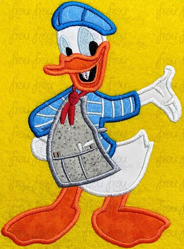 Artist Don Duck Top Olino&#39;s Terrace Restaurant Full Body Machine Applique Embroidery Design, multiple sizes including 4&quot;-16&quot;