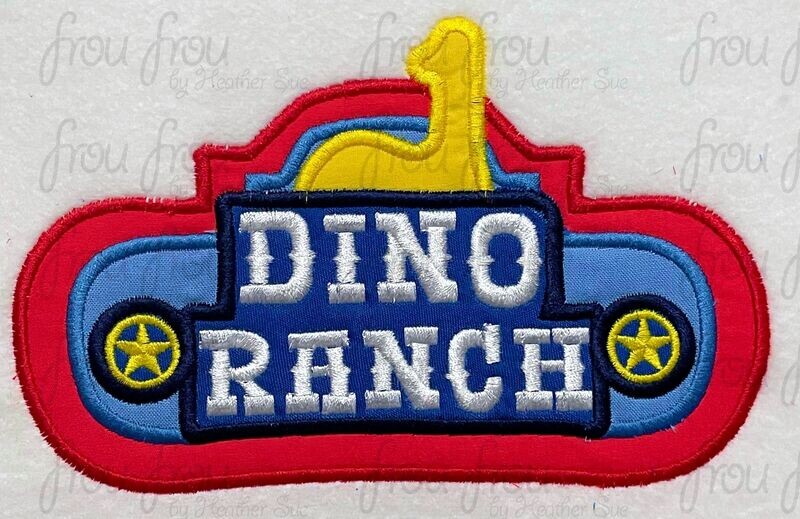 Dinosaur Ranch Logo Machine Applique and filled Embroidery Designs 3&quot;-16&quot;