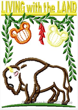 Living Land Ride with Pumpkin and Buffalo Ecpot Machine Applique Embroidery Design, Multiple sizes including 4 inch