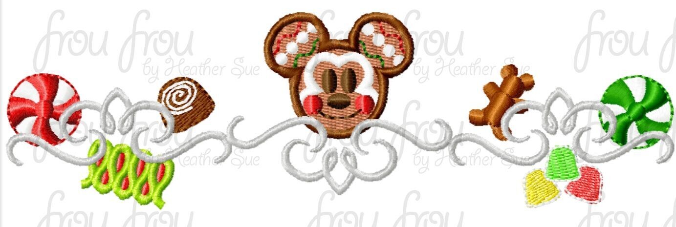 Gingerbread Candy Mister Mouse Motif Machine Embroidery Design, Multiple sizes including 2
