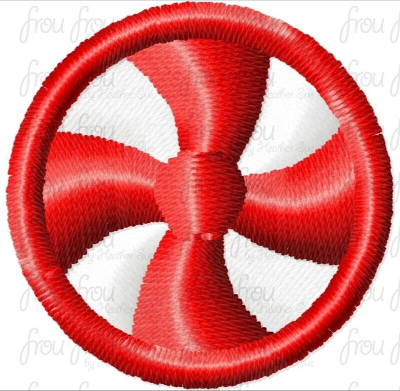 Peppermint Candy Tiny Machine Embroidery Design Multiple Sizes 1/2&quot;-1.5&quot;