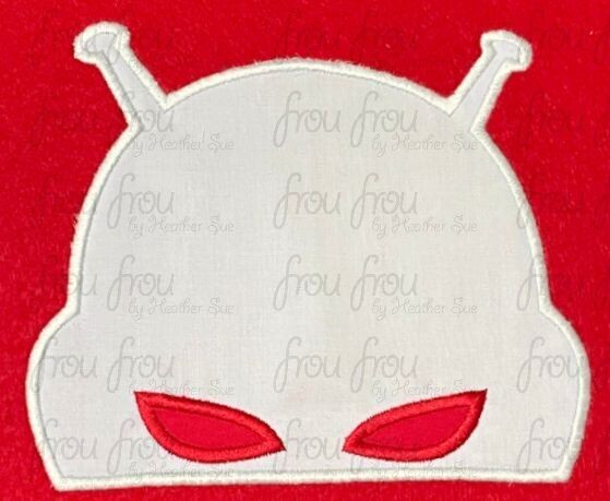 Ant Guy Superhero Peeker Machine Applique and Filled Embroidery Design, Multiple Sizes, including 2"-16"