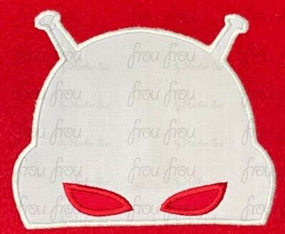 Ant Guy Superhero Peeker Machine Applique and Filled Embroidery Design, Multiple Sizes, including 2