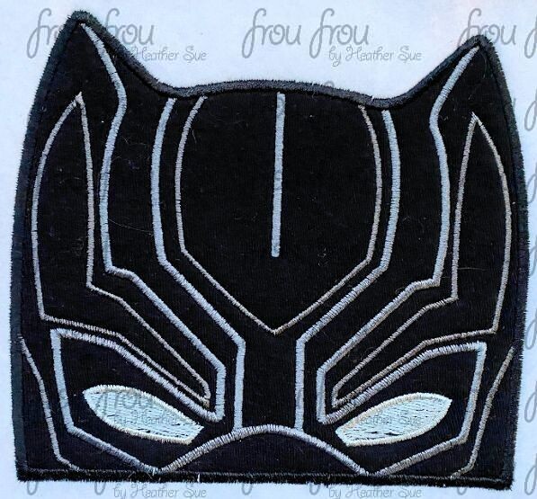 Black Cat Superhero Peeker Machine Applique and Filled Embroidery Design, Multiple Sizes, including 1"-16"