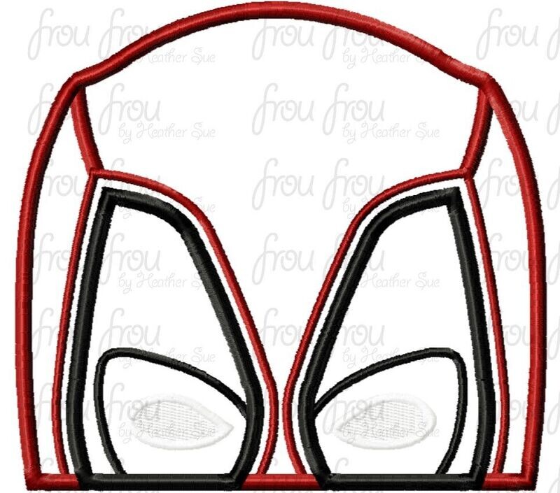 Dead Water Superhero Peeker Machine Applique and Filled Embroidery Design, Multiple Sizes, including 2"-16"