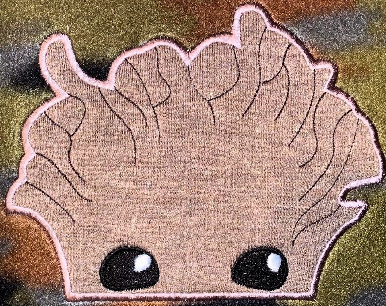 Grut Superhero Peeker Machine Applique and Filled Embroidery Design, Multiple Sizes, including 2"-16"