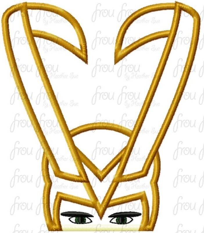 Low Key Superhero Peeker Machine Applique and Filled Embroidery Design, Multiple Sizes, including 2"-16"