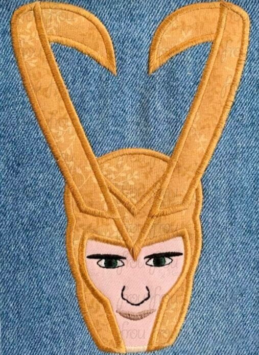 Low Key Superhero Head Machine Applique and Filled Embroidery Design, Multiple Sizes, including 2"-16"