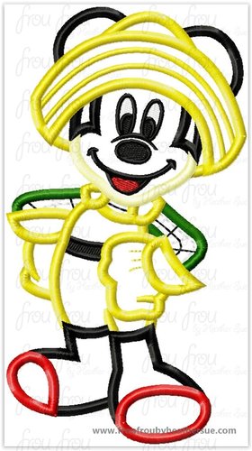 Alaskan Fisherman Mister Mouse Full Body Cruise Ship Machine  Applique Embroidery Design, Multiple Sizes, including  4 inch