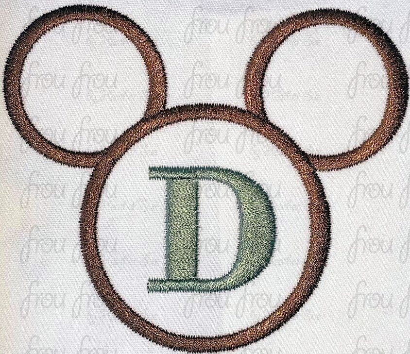 D Monogram Dis Mister Mouse Head  Machine Applique and Filled Embroidery Design 1.5&quot;-16&quot;