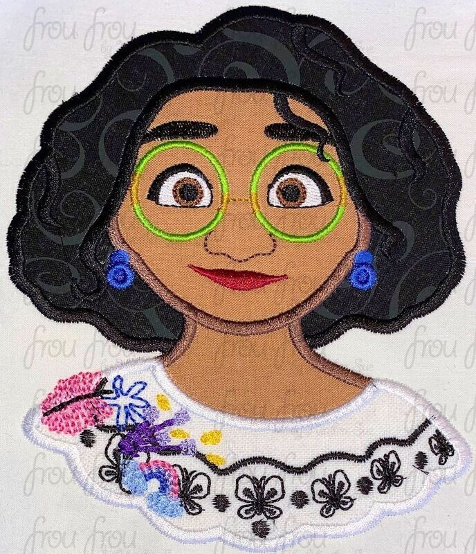 Meerabel Head and Shoulders Enchanto Machine Applique Embroidery Design, Multiple sizes 4"-16"