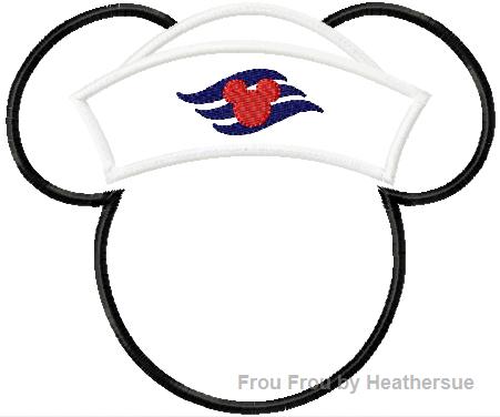 Sailor Mister Mouse Head Cruise Ship Machine  Applique Embroidery Design, Multiple Sizes, including  4 inch