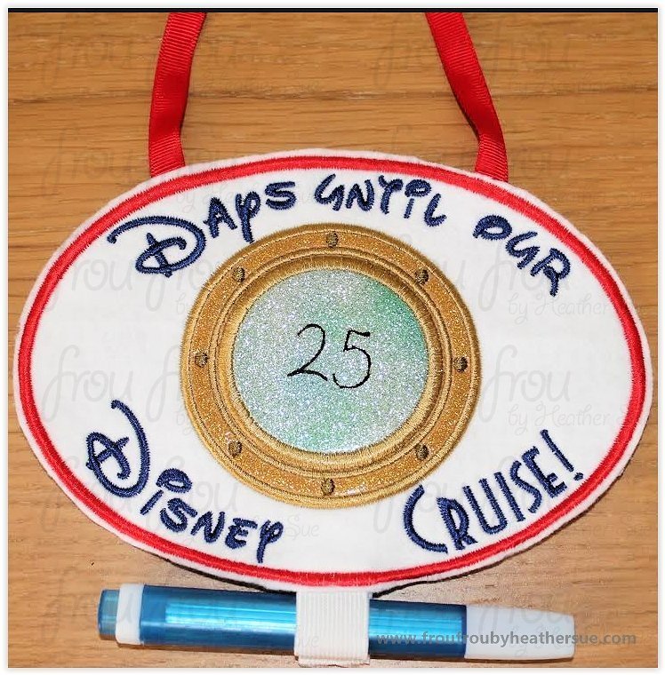 Dis Cruise Countdown IN THE HOOP Machine Applique Embroidery Design 4&quot;-16&quot;
