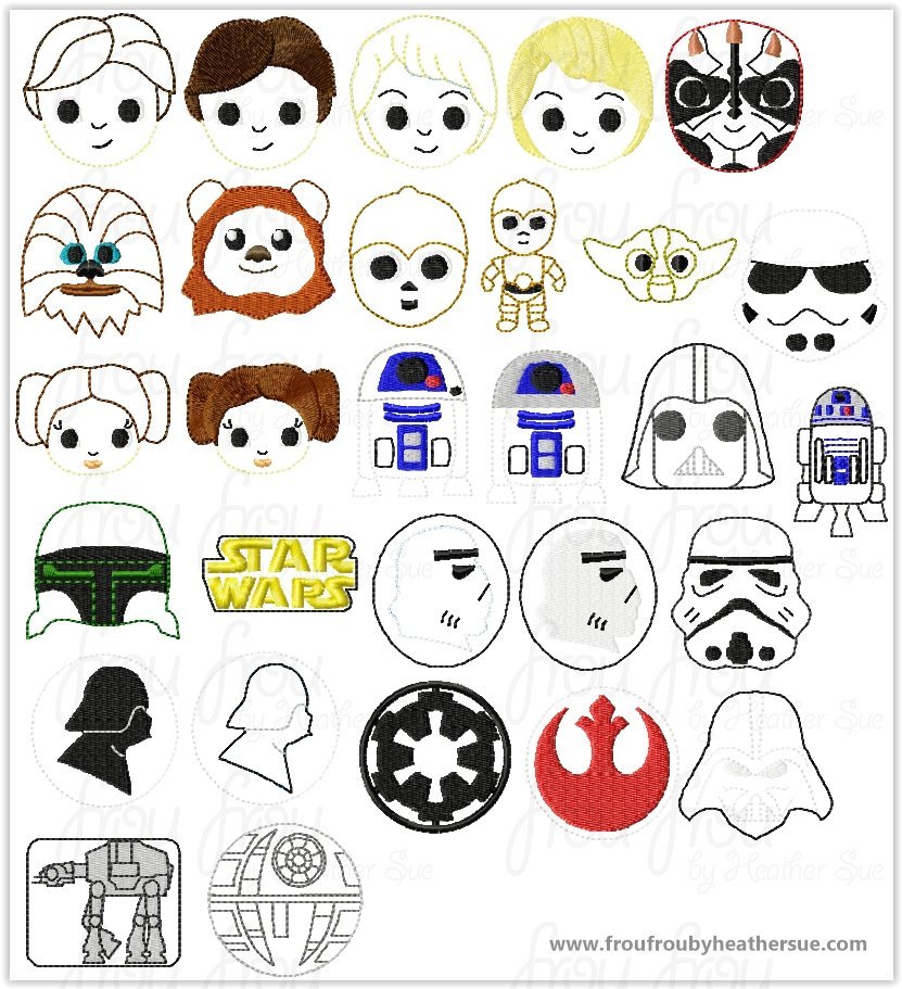 Clippies Space Wars TWENTY-THREE Design SET Machine Embroidery In The Hoop Project 1.5, 2, 3, and 4 inch