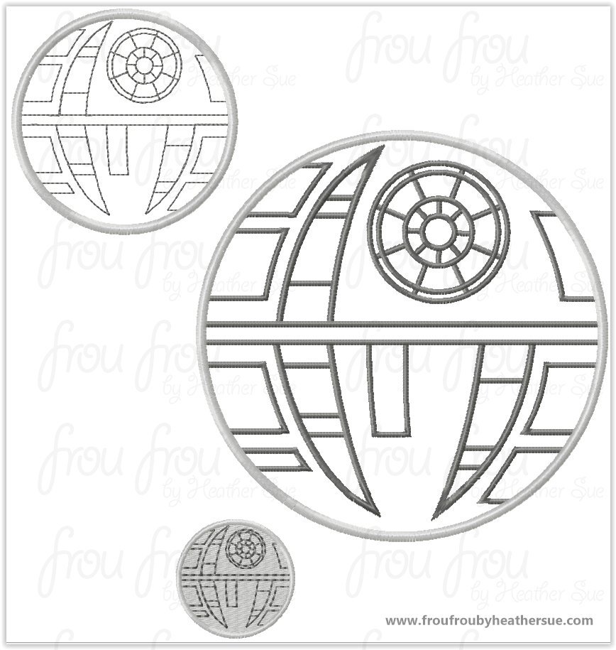 Death Circle Ship Space Wars Machine Applique Embroidery Design Multiple Sizes, including 1.5&quot;-16&quot;