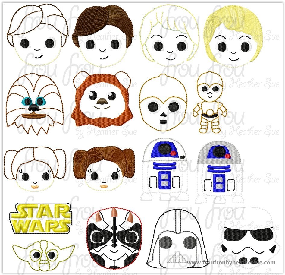 Clippies Space Wars THIRTEEN Design SET Machine Embroidery In The Hoop Project 1.5, 2, 3, and 4 inch
