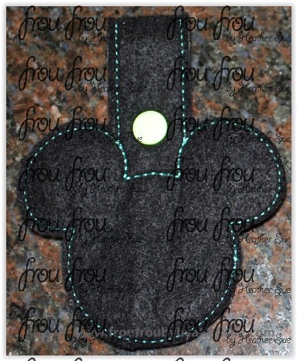 Mister Mouse Head Key Fob, short and long tab, velcro or snaps, THREE SIZES in the hoop Machine Applique Embroidery Design- 4&quot;, 7&quot;, and 10&quot;