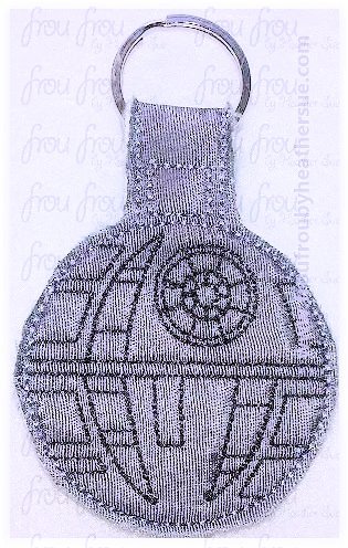 Death Circle Key Fob, short and long tab, velcro or snaps, THREE SIZES in the hoop Machine Applique Embroidery Design- 4&quot;, 7&quot;, and 10&quot;