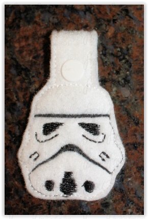 Space Trooper Key Fob, short and long tab, velcro or snaps, THREE SIZES in the hoop Machine Applique Embroidery Design- 4&quot;, 7&quot;, and 10&quot;