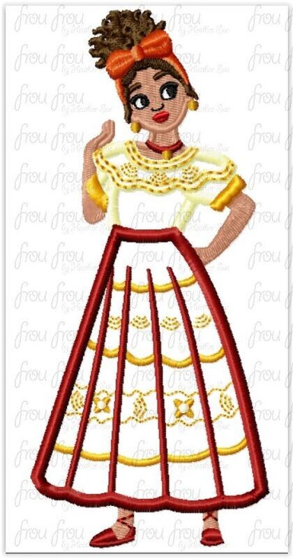 Deloris Enchanto Full Body Machine Applique Embroidery Design, Multiple sizes 4"-16"