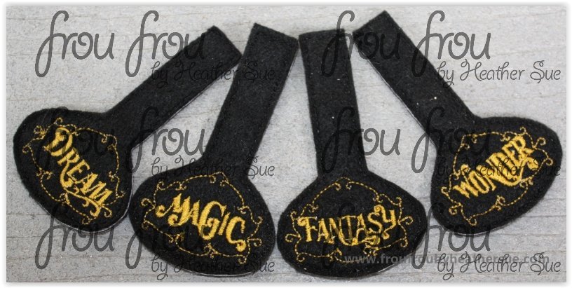 Dis Cruise Ship Names Key Fobs FOUR Design SET, Two versions each, short and long tab, velcro or snaps, THREE SIZES in the hoop Machine Applique Embroidery Design- 4&quot;, 7&quot;, and 10&quot;