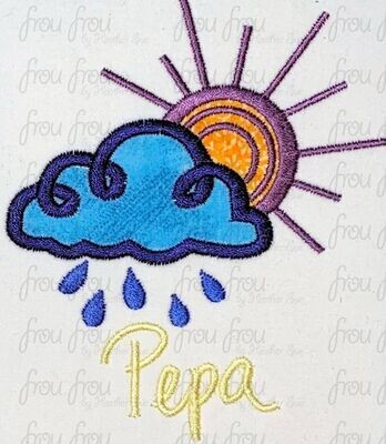 Pipa Weather Enchanto Character Symbol and Names FOUR Versions Machine Applique and Filled Embroidery Designs, Multiple sizes 1"-16"