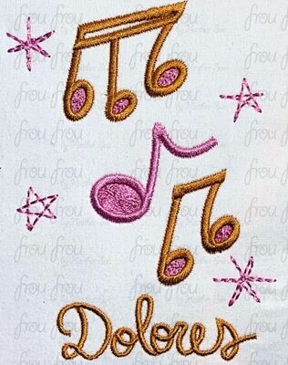 Deloris Music Enchanto Character Symbol and Names THREE Versions Machine Applique and Filled Embroidery Designs, Multiple sizes 1"-16"