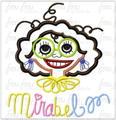 Meerabel Face Enchanto Character Symbol and Names FOUR Versions Machine Applique and Filled Embroidery Designs, Multiple sizes 2"-16"
