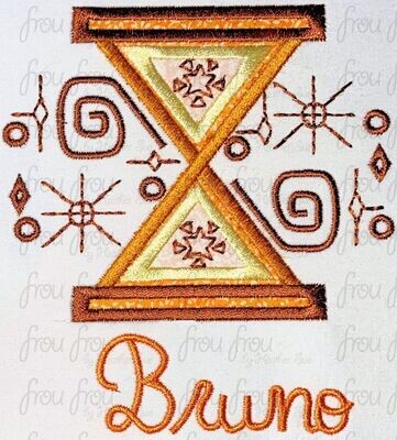 Broono Hourglass Enchanto Character Symbol and Names FOUR Versions Machine Applique and Filled Embroidery Designs, Multiple sizes 1"-16"