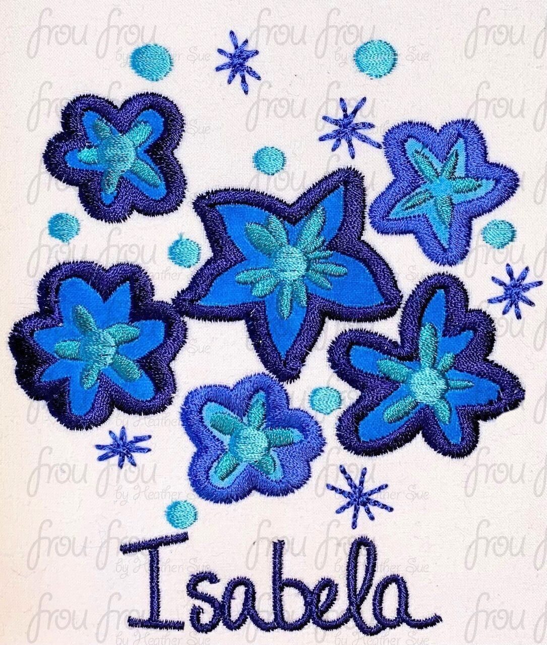 Isabel Flowers Enchanto Character Symbol and Names FOUR Versions Machine Applique and Filled Embroidery Designs, Multiple sizes 1"-16"
