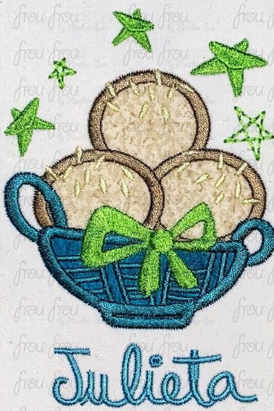 Juliet Food Enchanto Character Symbol and Names FOUR Versions Machine Applique and Filled Embroidery Designs, Multiple sizes 1"-16"