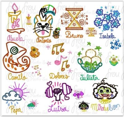 Enchanto Character Symbols and Names THIRTY Design SET Machine Applique Embroidery Design, Multiple sizes 1