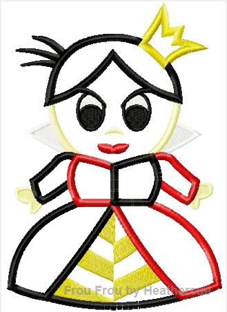 Queen of Cards Cutie Little Princess Machine Applique Embroidery Design, Multiple Sizes, including 4 inch