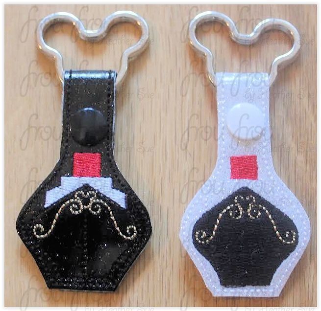 Cruise Ship Front Dis Cruise Line Key Fob, 2 versions- filled and outline, short and long tab, velcro or snaps, THREE SIZES in the hoop Machine Applique Embroidery Design- 4&quot;, 7&quot;, and 10&quot;