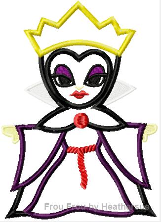 Evil Queen Little Princess Cutie Machine Applique Embroidery Design, Multiple Sizes