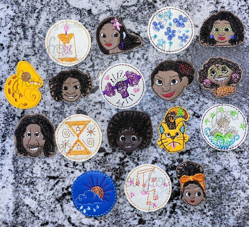 Enchanto Clippie SEVENTEEN Design SET Machine Embroidery In The Hoop Project 1.5, 2, 3, and 4 inch and SORTED into multiples